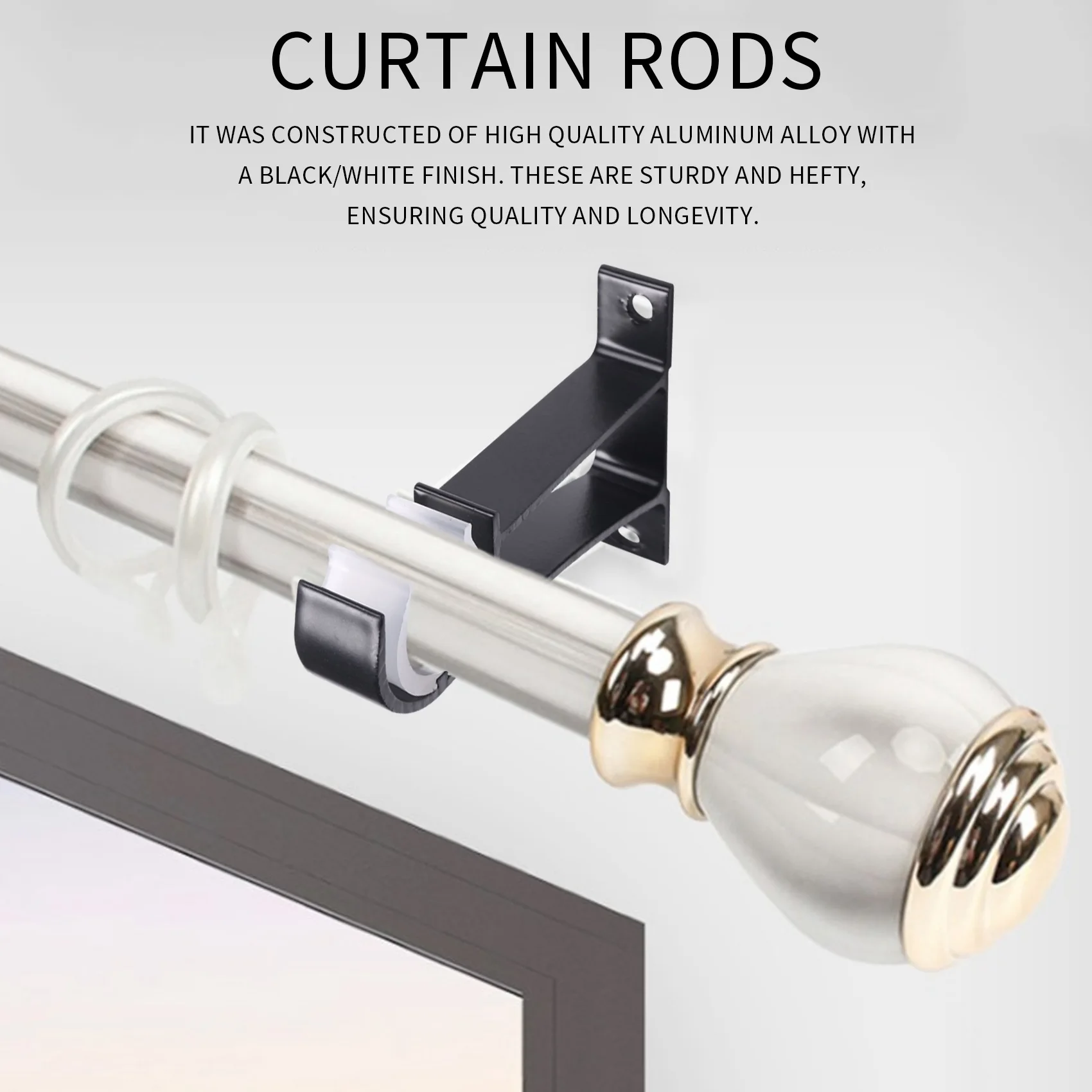 Black Single Hole Cortina Rod Bracket Set, Pequeno Cortina Rod Ganchos para Parede, Heavy Duty Drapery Rods, 6pcs