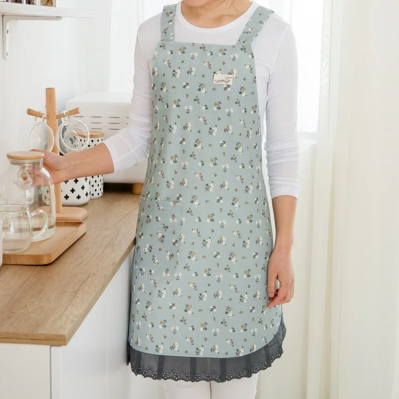 Han Fashion Double layer Oil proof Kitchen Cooking Apron Women's Countryside Floral Home  work clothes A2