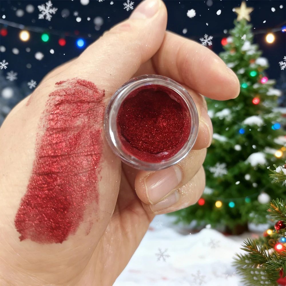 1Jar Metallic Red Mirror Nail Glitter Powder Ultra Fine Holographic Chrome Metallic Rubbing Dust Effect Christmas Nail Powder # %