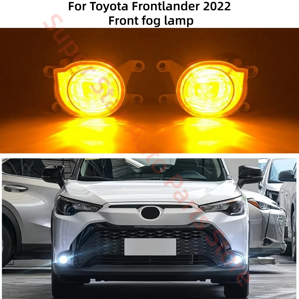 Fit for Toyota Frontlander 2022 Front fog lamp assembly Upgrade and modify the high-end LED fog lamp assembly Three color light