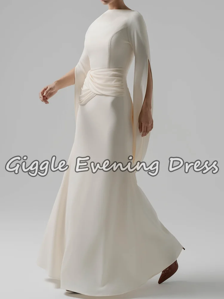 Giggle Fashion Jersey Abiti da sera Pacchetto anca Abito a sirena Abiti da ballo Slim Manica intera O Collo Abito da festa solido Personalizzato