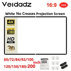 Écran de projection doux haute densité, blanc, moins de plis, 60-200 pouces, support portable pliable, projection double face, film en plein air