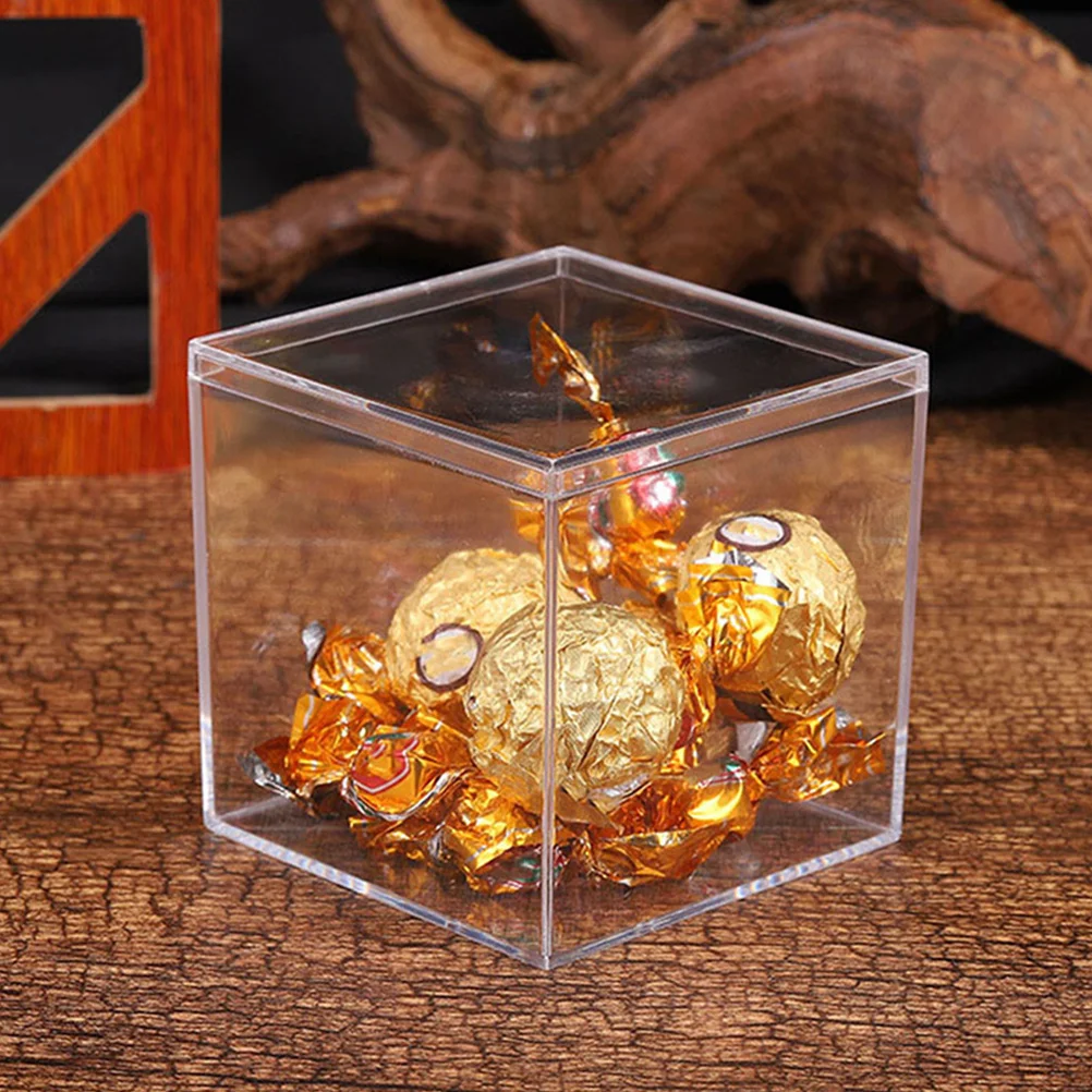 

12Pcs Transparent Candy Boxes Plastic Square Sweets Boxes for Party Favor Gift Packaging Candy Storage Jewelry Storage Case