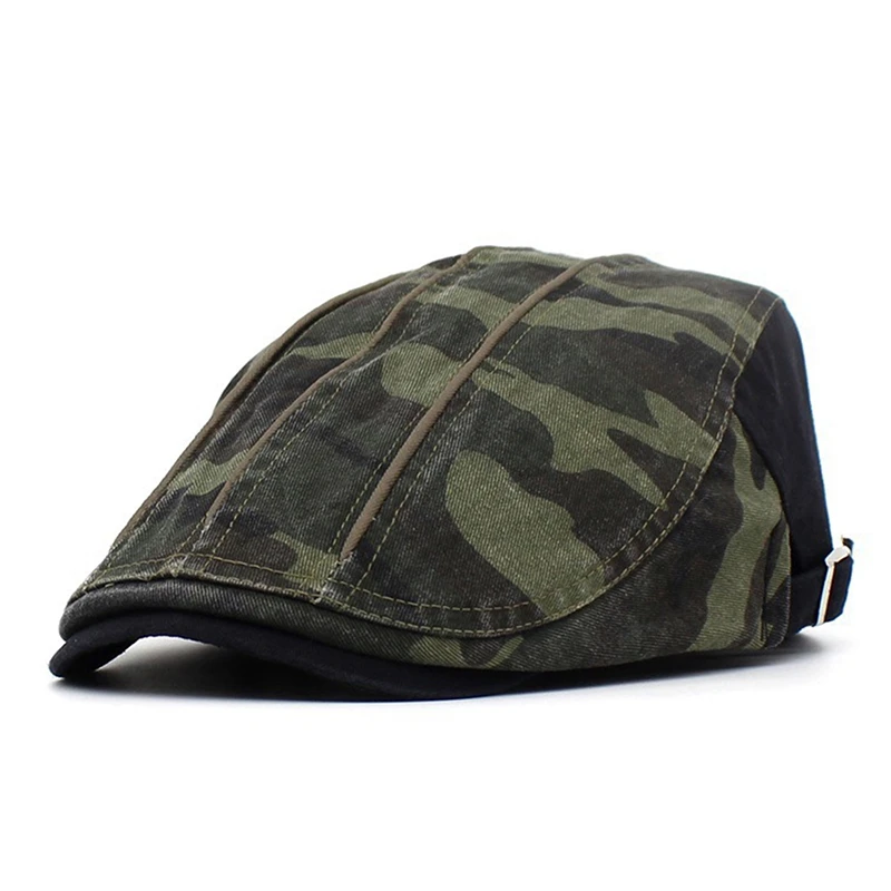 Camouflage Beret Cap Breathable Cotton Classic Newsboy Hat Green Golf Caps Leisure Touring Hats Driving Fishing Cabbies Headwear