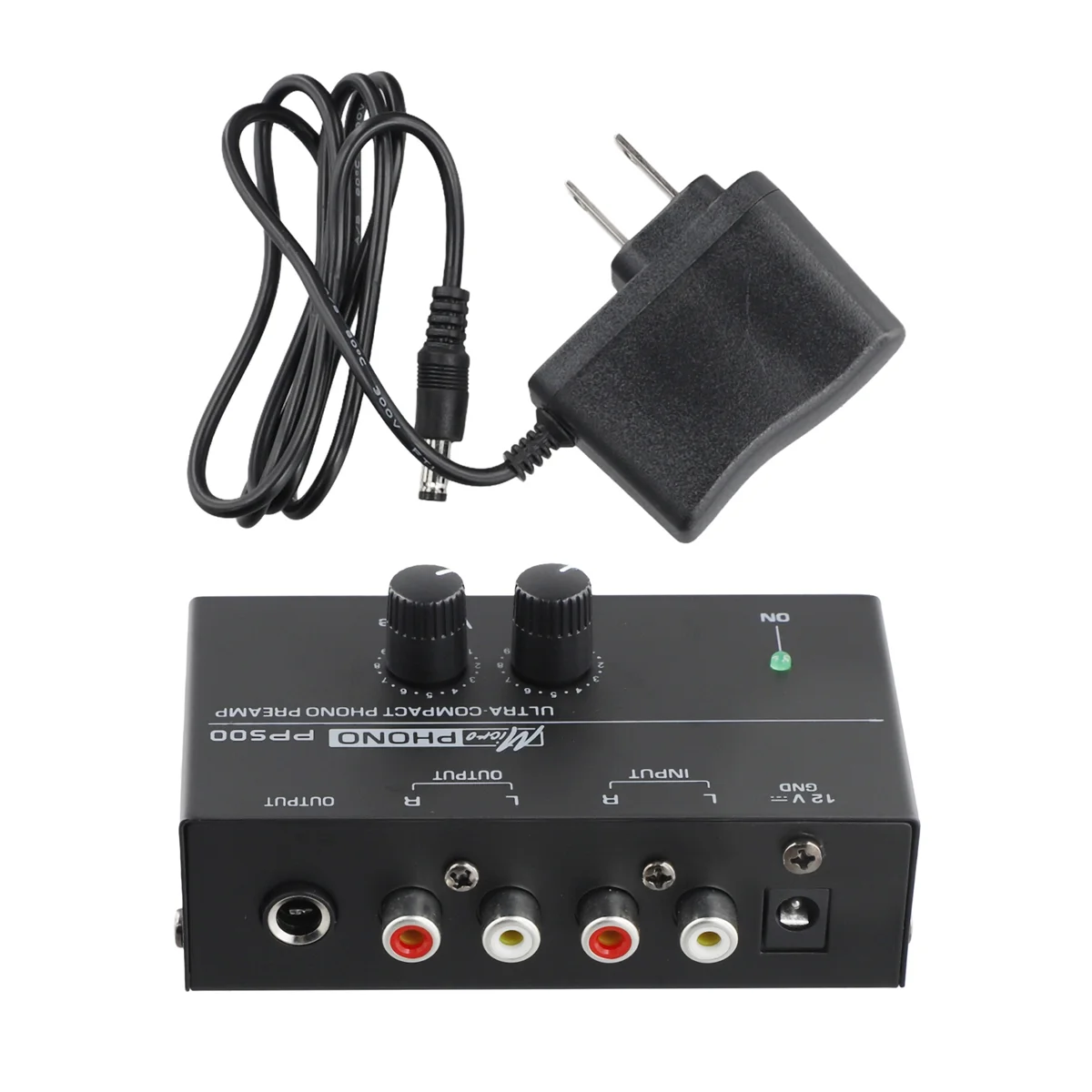 Ultrakompakter Phono-Vorverstärker PP500 mit Bass-Höhen-Balance, Lautstärkeregelung, Vorverstärker, Plattenspieler, Preamplificador, US-Stecker