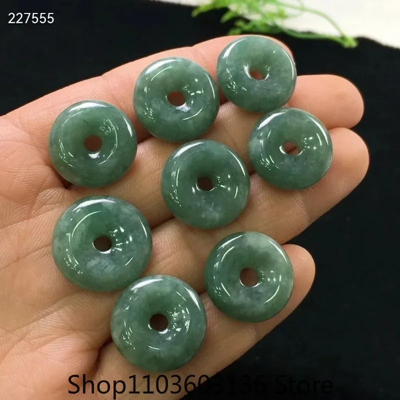 Genuine Natural Jade A Green Gemstone Pendant 15-18mm Necklace Round Donut Emerald Women Men Barrel Stone Jade Accessories DIY