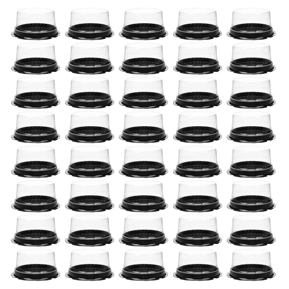 

100 Pcs Cake Box Clear Container Plastic with Lids Stand Boxes Transparent Carrier Paper Cups Cover Festival Party Favor Round