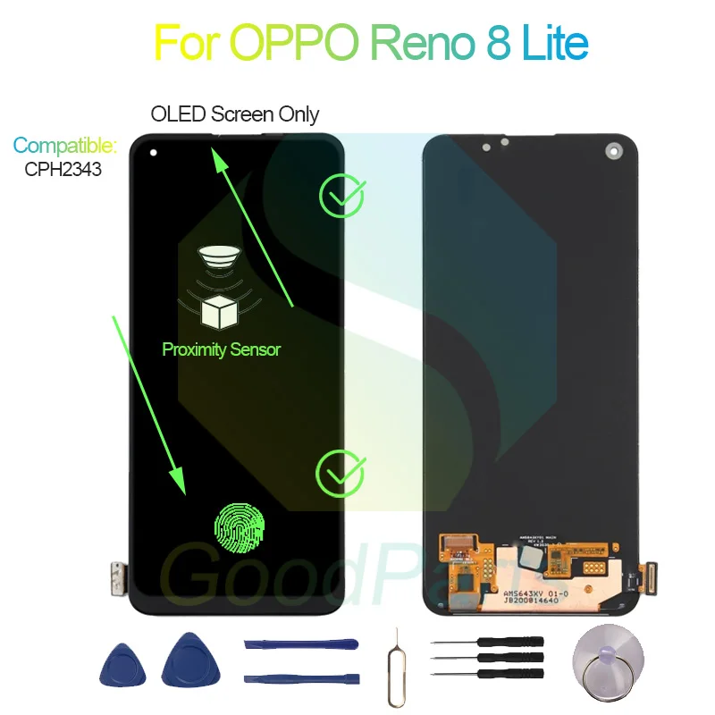 For OPPO Reno 8 Lite Screen Display Replacement 2400*1080 CPH2343 Reno 8 Lite LCD Touch Digitizer Assembly