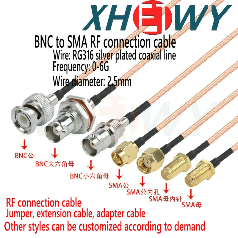

RG316 brown RF adapter cable BNC to SMA male and female connectors BNC to SMA signal connection extension cable