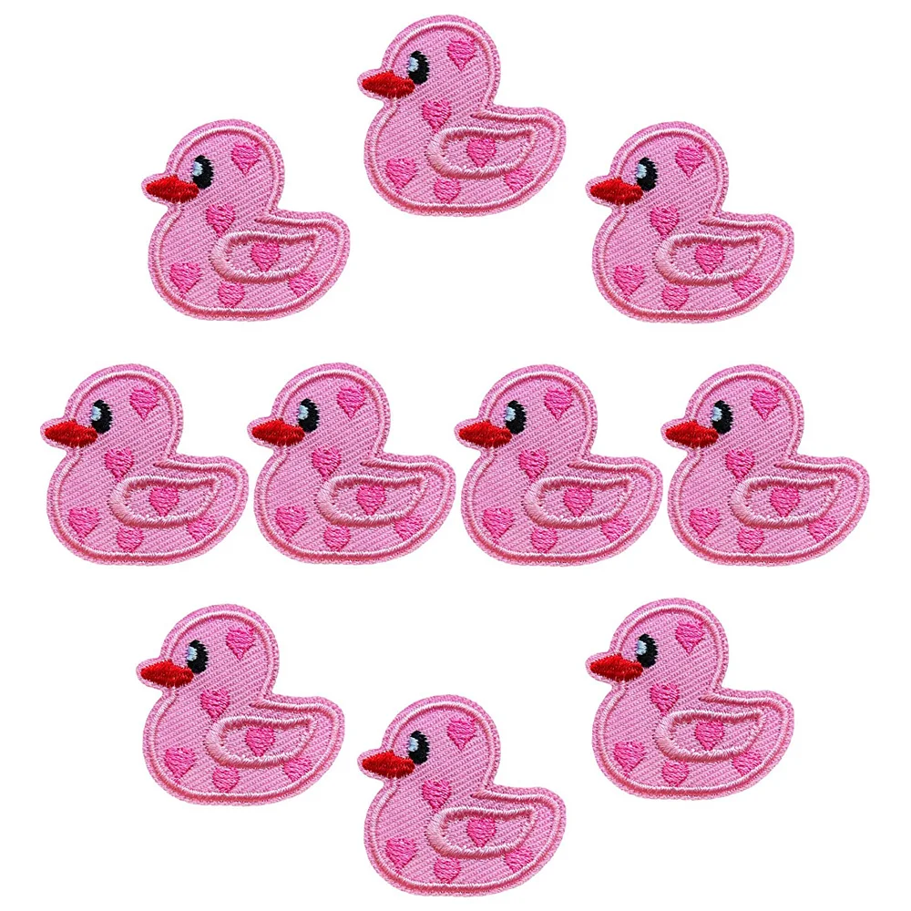 Pink Mini Duck Embroidery Iron On Patches Valentine’s Day Embroidered Tiny Duckies Sew On Patch for Clothes Dress Jackets Caps