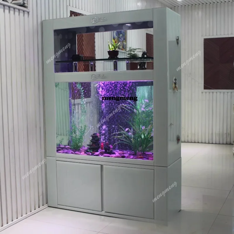 

Rectangle large wine cabinet screen ecological fish tank aquarium medium ultra-white glass bottom filter