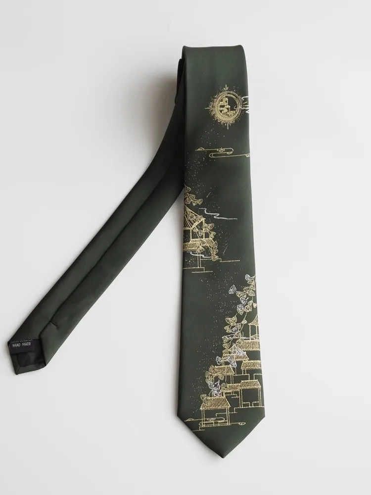عالية الجودة الرجال النساء VintageEmbroidery الأخضر الجاكار العلاقات للقميص صبي الفتيات أداء ربطة العنق التعادل TB594