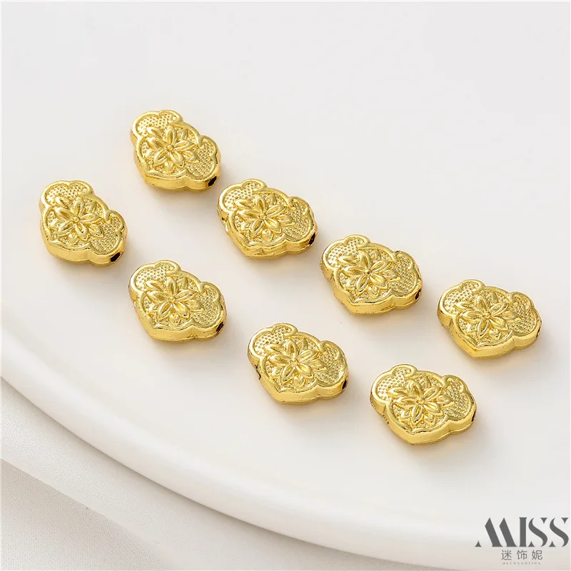 18K Sand Gold 3D Lotus Spacer Beads with Bail Color Retention for DIY Bracelet Necklace Pendant Jewelry