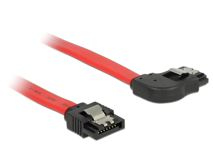 Sata Iii Kabels 6Gbps 90 Graden Haakse Met Vergrendeling, sata 6 Gb/s Kabel Rechte Naar Haaks 50 Cm Rood