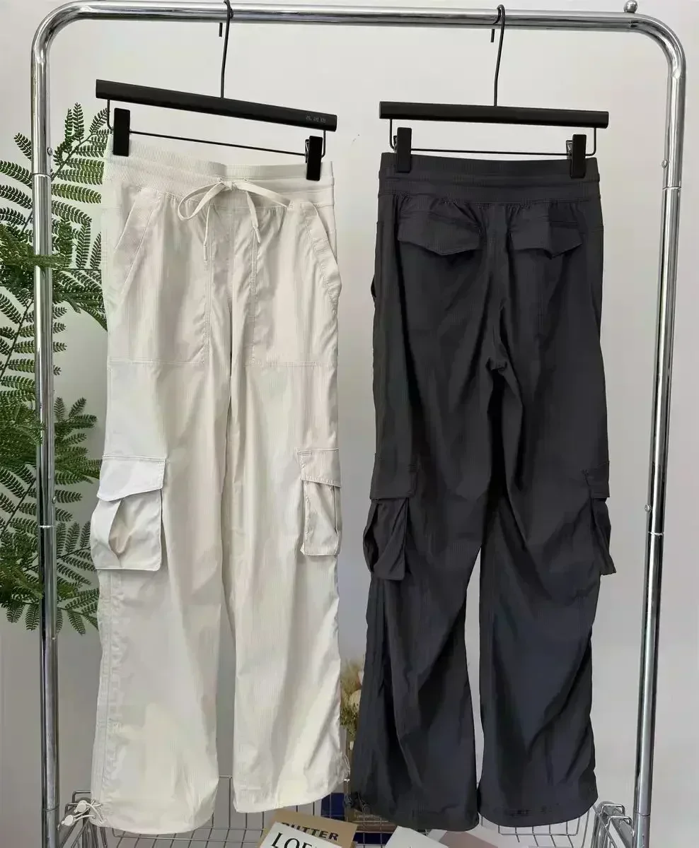 Lemon Women's Multi Pocket Work Pants Lightweight And Auick Drying Yoga Fitness Wide Leg Pants Casual Dance studio Sports Pants