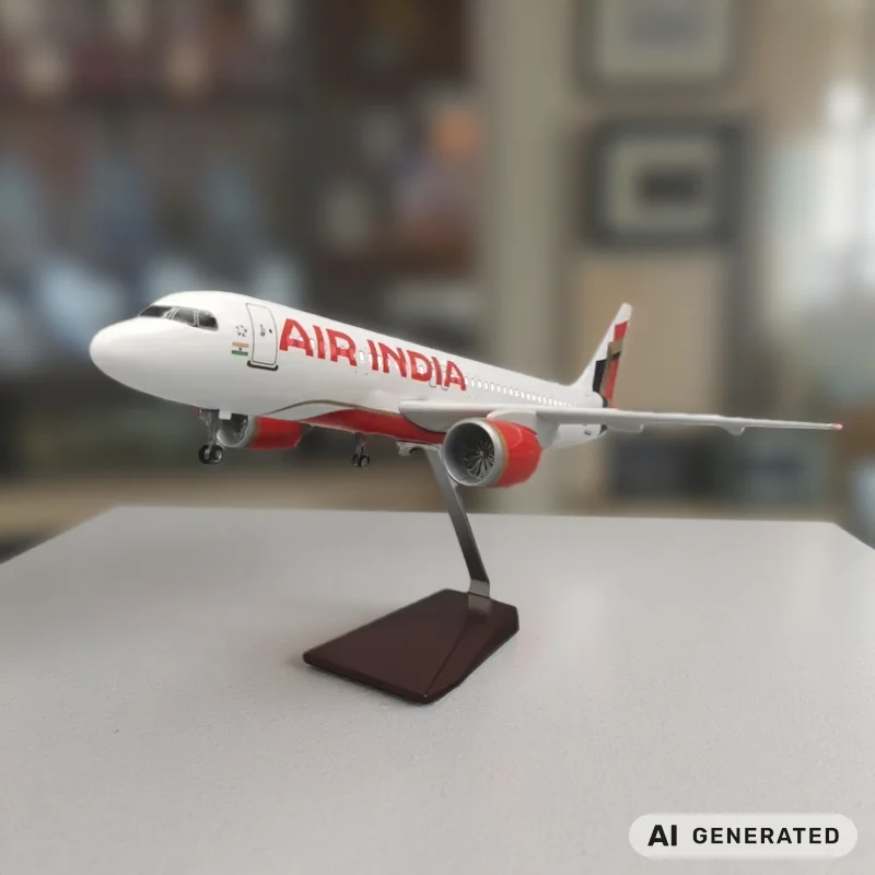 1/80 Scale Aircraft 47cm A320neo Air India Plastic Model Airplanes Diecast With Wheel & Stable Base For Aviation Gift Collection