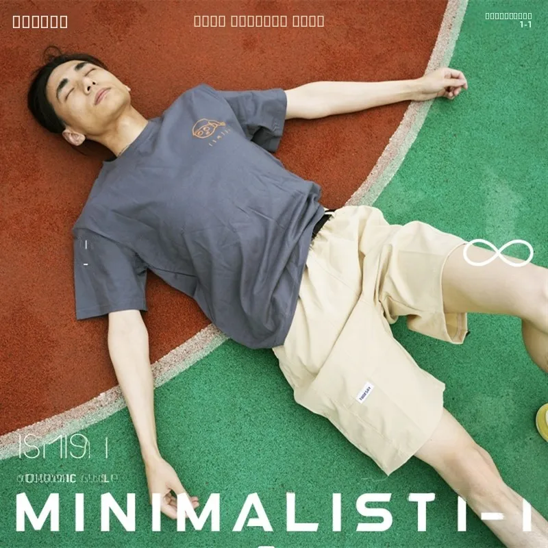 

Футболка из чистого хлопка с коротким рукавом, повседневная, с круглым вырезом, свободного кроя, летняя, дышащая, универсальная, базовая, с круглым вырезом.