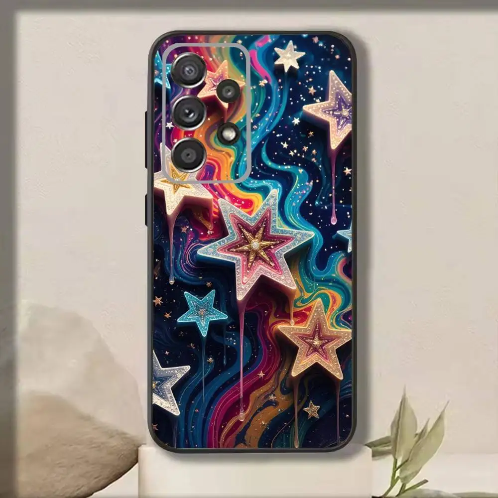 C-Colorful S-Star   Phone Case For Samsung S25,S24,S21,S22,S23,S30,Ultra,S20,Plus,Fe,Note,10,9,5G Black Cover
