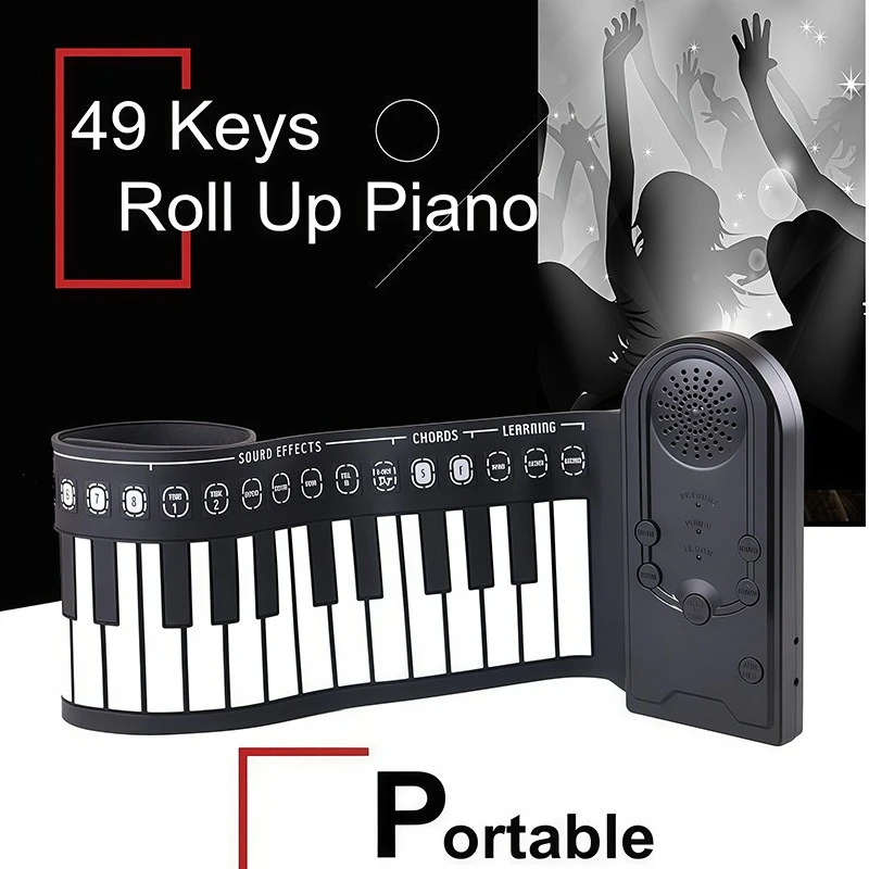 49-клавишное ручное пианино, портативный складной силиконовый электронный орган, детская электрическая клавиатура, музыкальный инструмент для начинающих