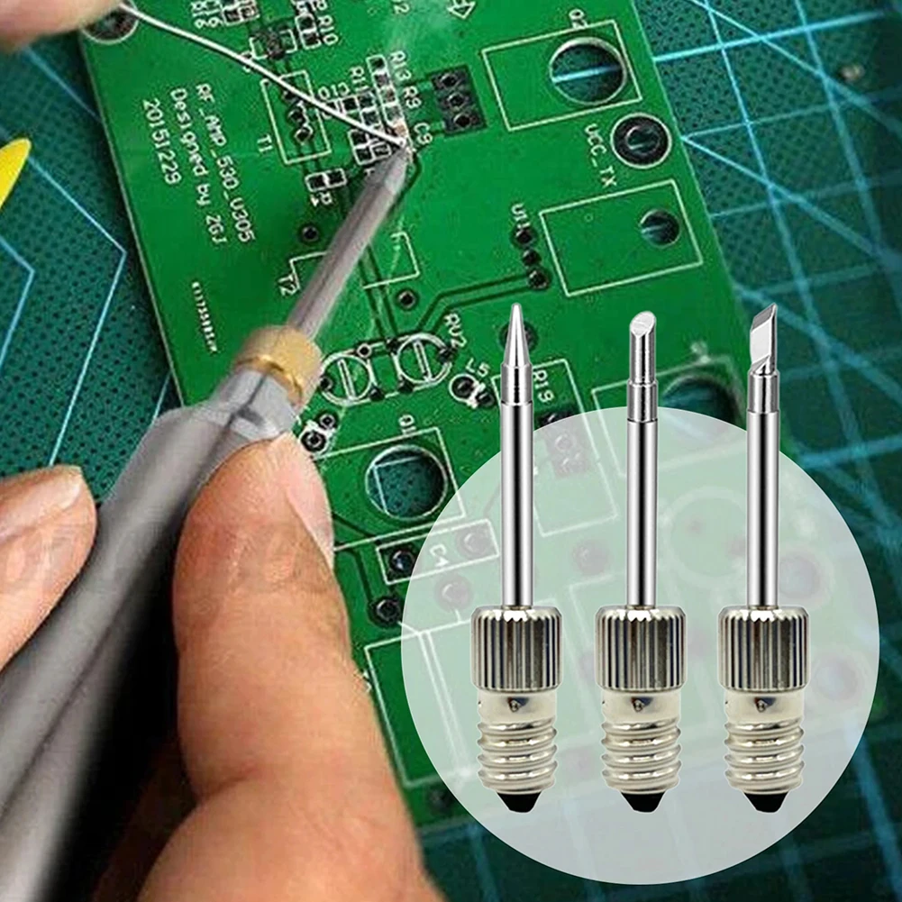 6pc Replacement Soldering Iron Tips E10 Interface Electric Soldering Needle Tip Tip-B, Tip-C, Tip-K Threaded Soldering Tip