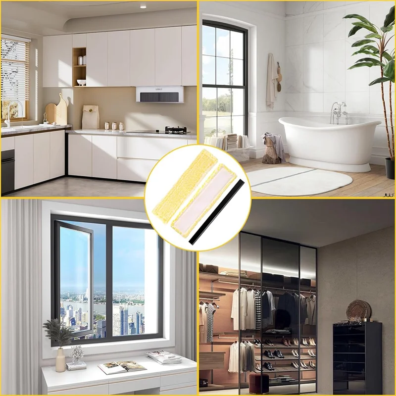 B25B Window Cleaning Mop Cover Replacement Set Microfiber With 2 Rubber Lip Squeegee Highly Absorbent