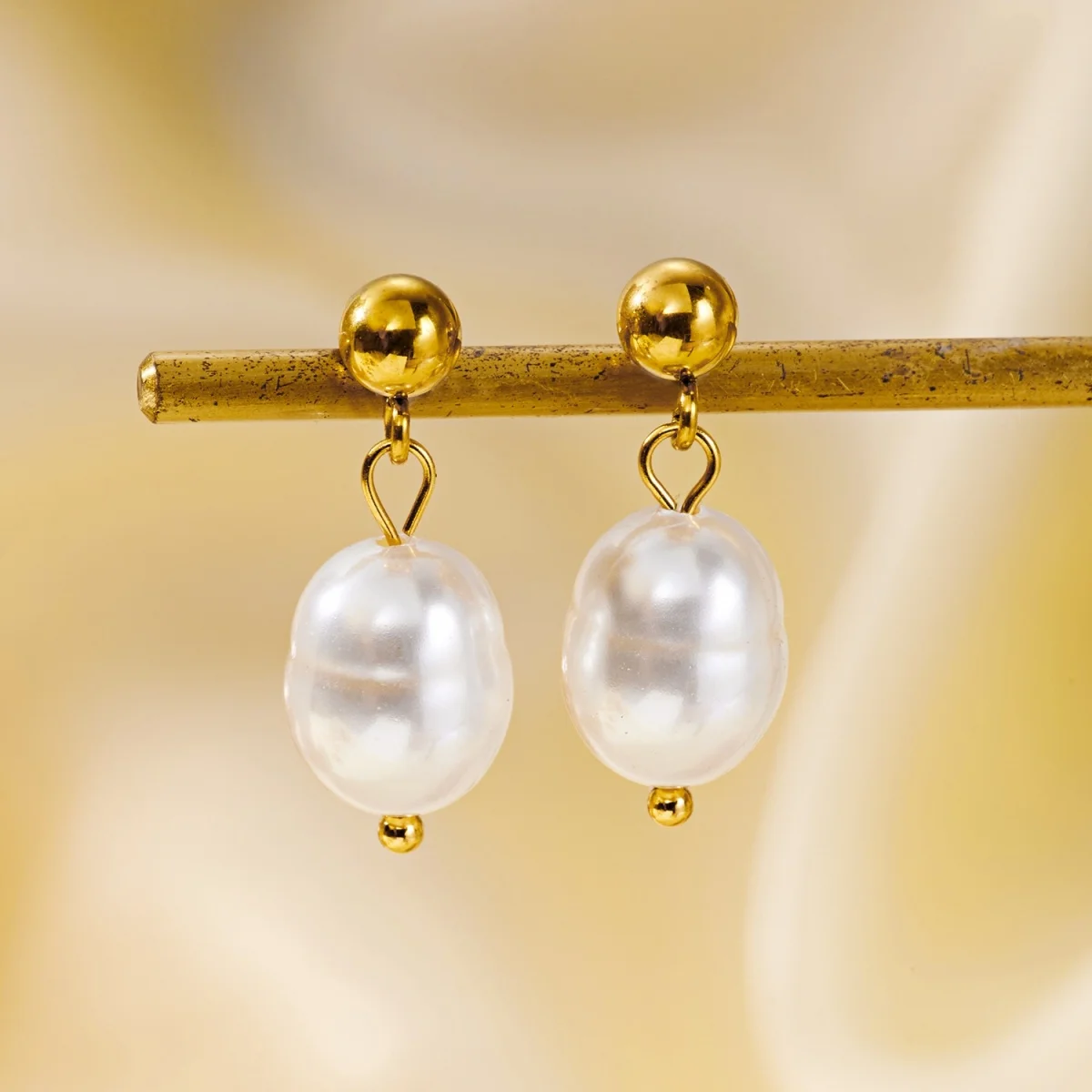 Minimalistische Edelstahl-Ohrringe mit Imitationsperlen und Quasten für Damen und Herren, Herz, unregelmäßige geometrische Ohrringe, eleganter Schmuck – Detail 25