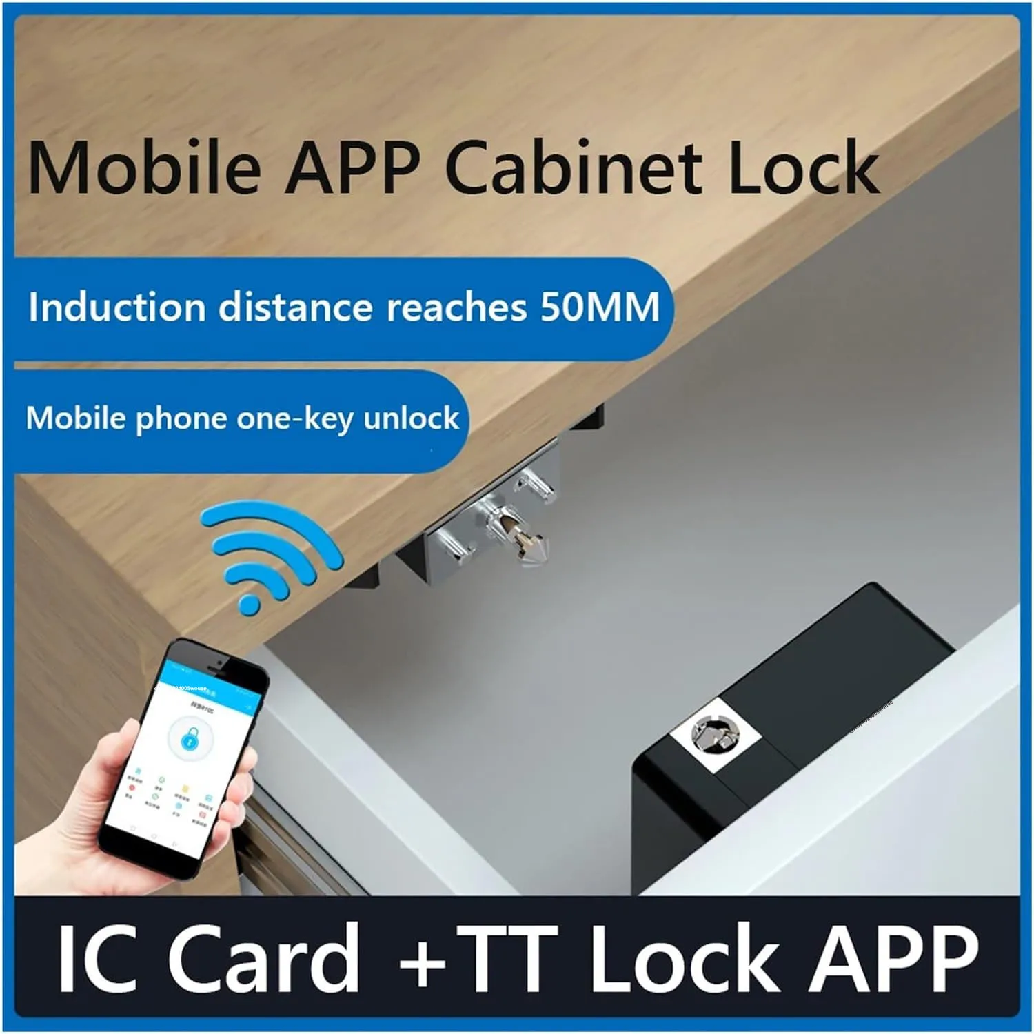 TT lock Smart Drawer Lock Electronic RFID Door Lock Hidden DIY Wooden Cabinet Door Locks With Extra Power Cable 13.56MHz RFID