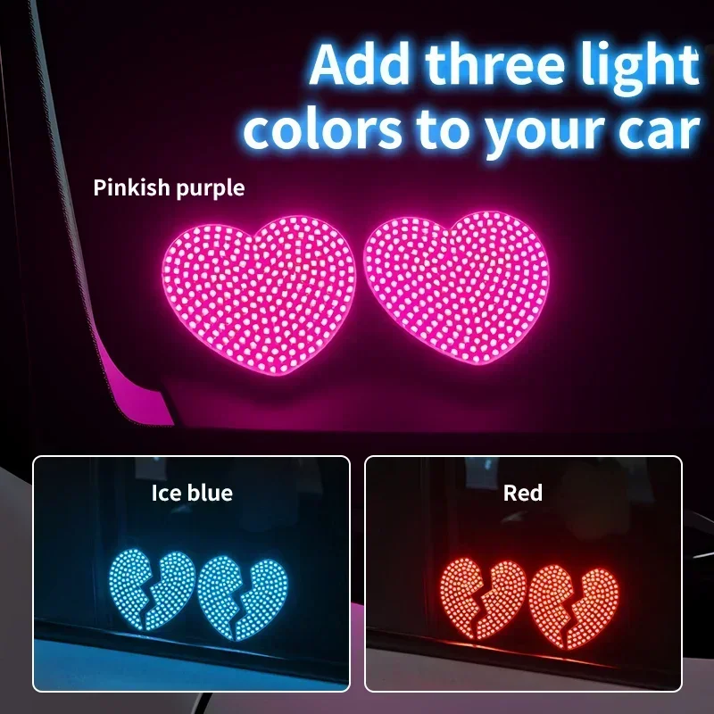 USB new car triangle window ambient light heart LED light car decoration light car interior rear windshield ambient light