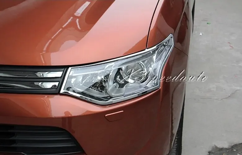 

Free Shipping Car Styling Stickers Chromed Front Head Light Cover Trim For Mitsubishi Outlander 2013 2014 2015