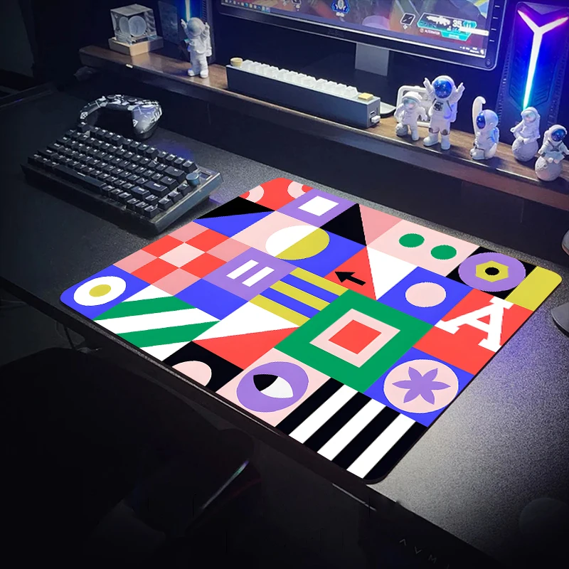 Colorful Geometry Graphics Waterproof Mouse Pad  Gamer Office Aesthetic 40x45 Desk Mat Table Cushion Gaming Accessories Nootbook
