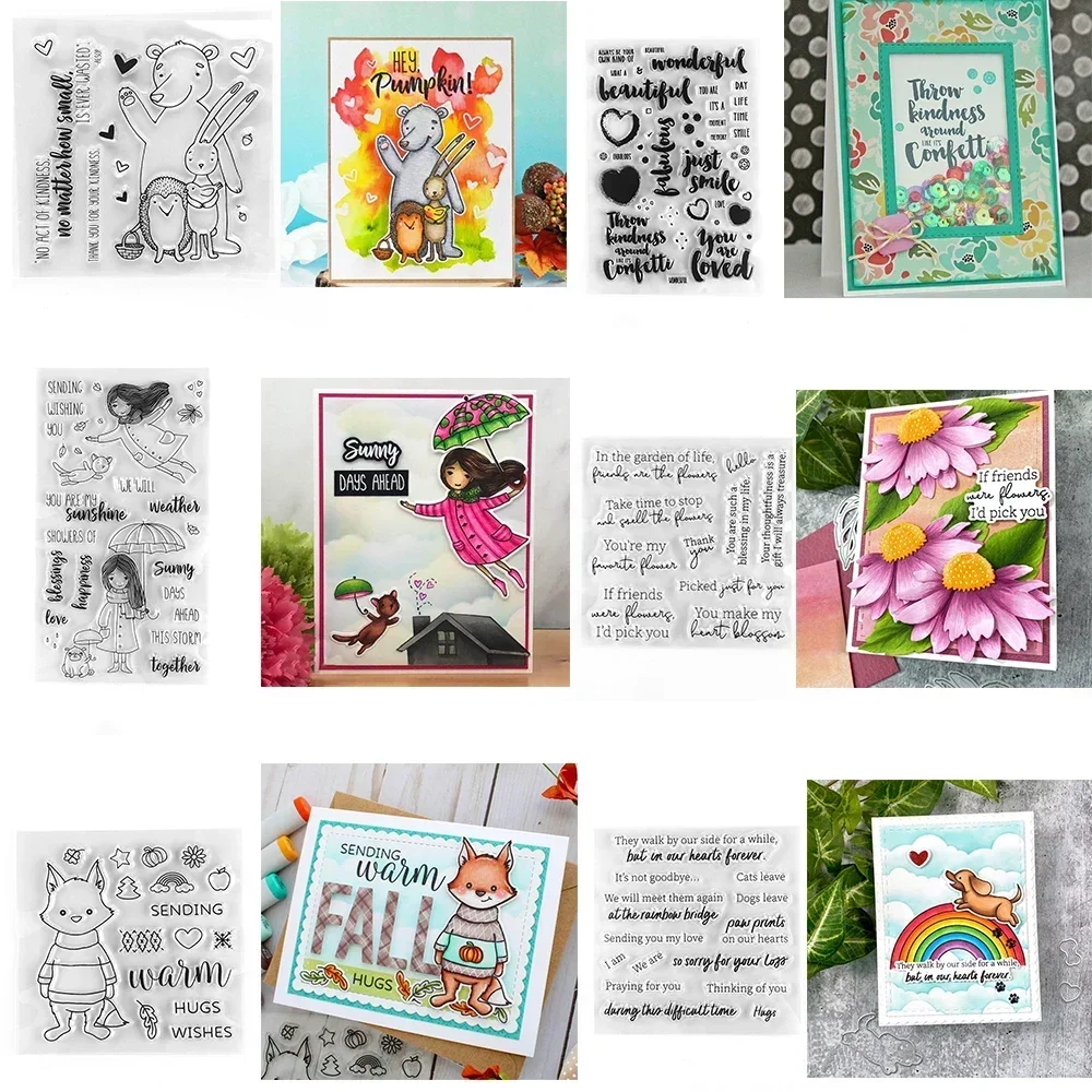 

Прозрачные штампы с милыми животными для девочек, набор штампов с надписью «Ты любимые сообщения», слова для украшения для скрапбукинга, изготовление поделок, открыток