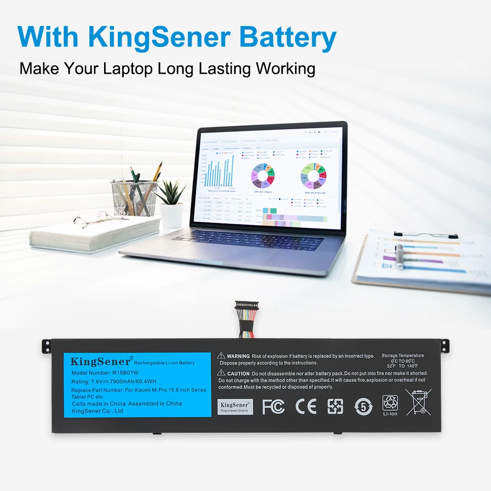 KingSener R15B01W batterie d'ordinateur portable pour Xiaomi Pro 15.6 pouces série TM1701 171501 -AQ TM1707 Notebook 7900mAh/60.4WH Outils gratuits