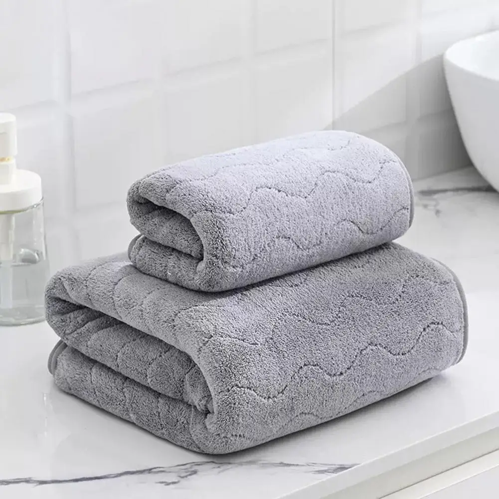 Microfiber Bath Towel Ultra Soft Absorbent Washcloth Wave Texture Soft Face Towel Coral Fleece Lint-free Towel for Home Hotel