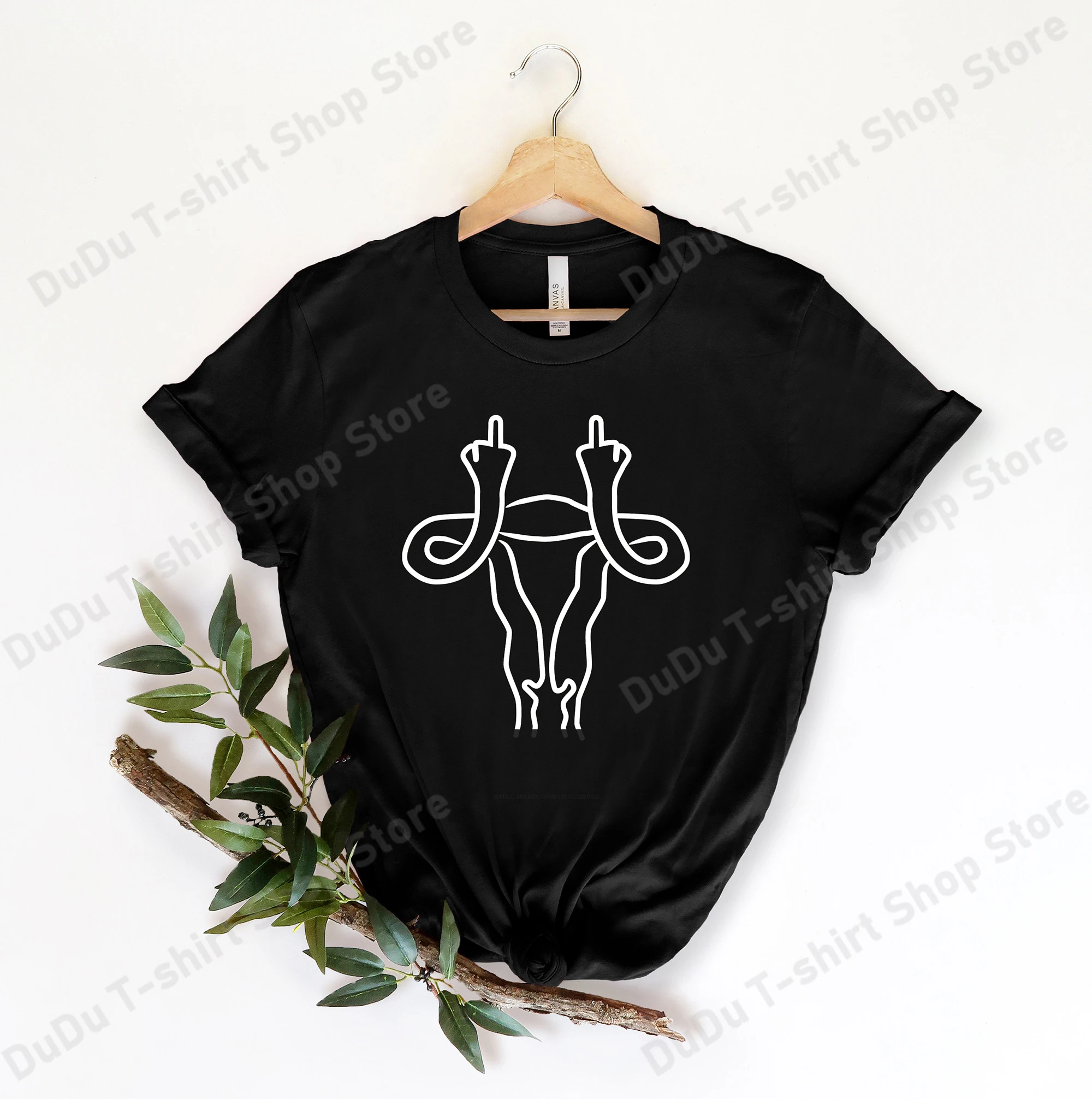 Hot Feminist Middle Finger Uterus T Shirt Men/women's Funny Middle Finger Printing T-shirt Casual Girl Power T Shirt Women Right