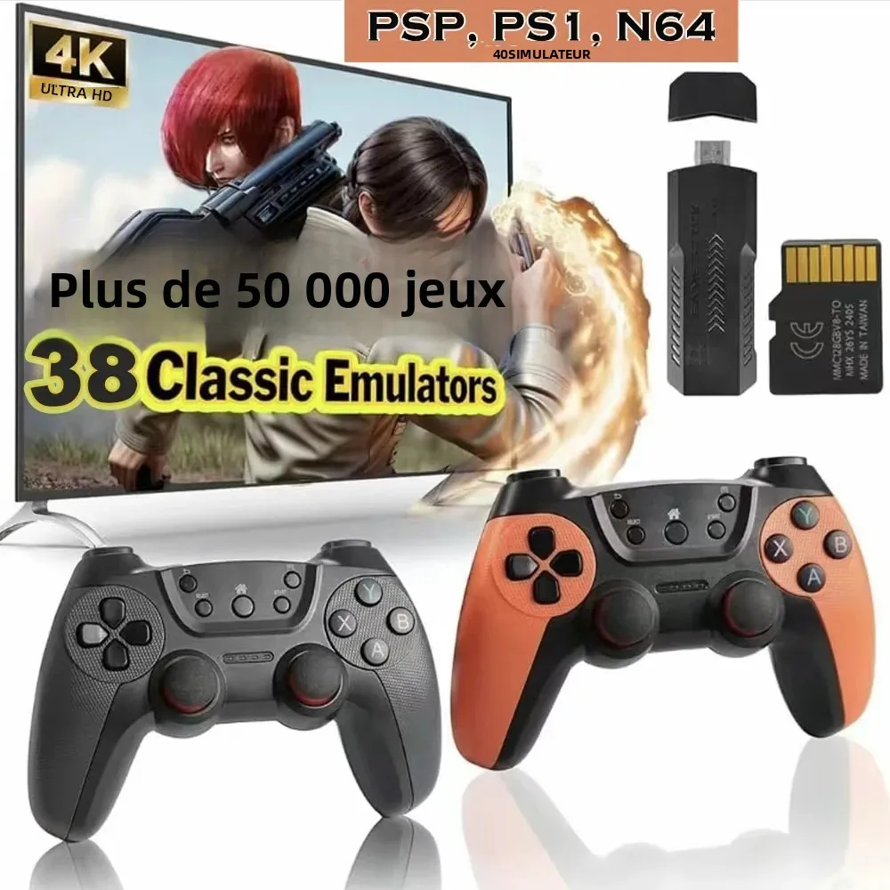 50000 jeux X2 Pro 4KHD bâton de jeu 44/45 émulateurs Console de jeu rétro contrôleur sans fil Rechargeable maison TV 2 joueurs enfants cadeau