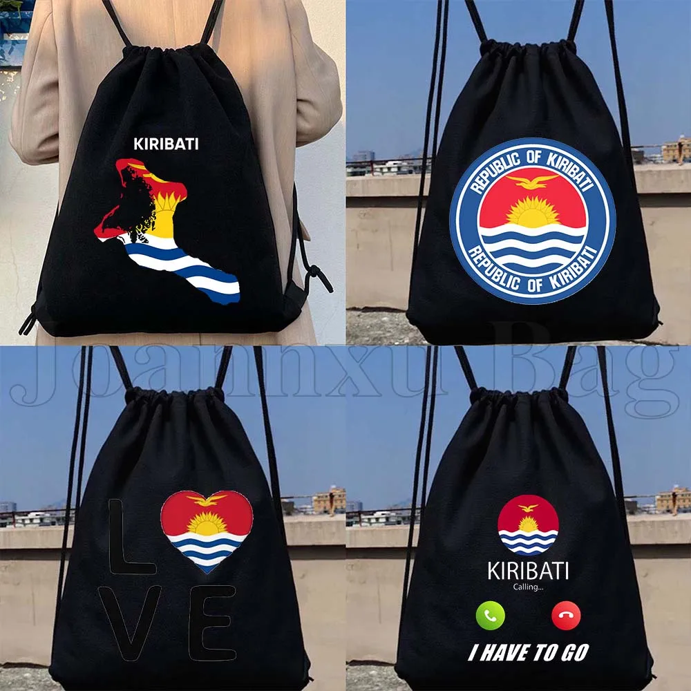

Kiribati Country Flag Map Patriotic Gift Canvas Durable Canvas Drawstring Bag Soccer Backpack Workout Sackpack Cotton String Bag