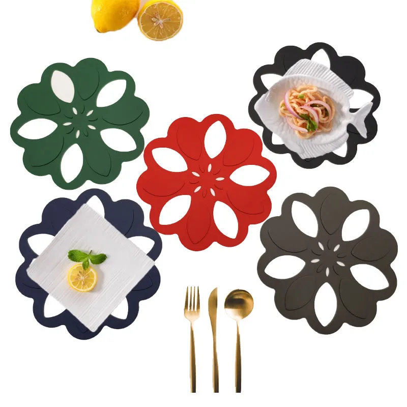 Creative Hollow Silicone Coasters Inlaid Duplex Pots and Pans Mats Heat Insulation Non-slip Anti-scald Mat Vegetable Plate Cups