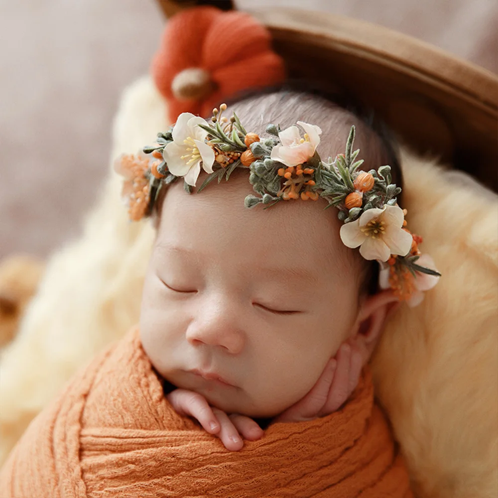 1 mese neonato fotografia puntelli garza di cotone bambino Swaddle coperta avvolge maglia Tricorn cappello testa fiore studi puntelli fotografici