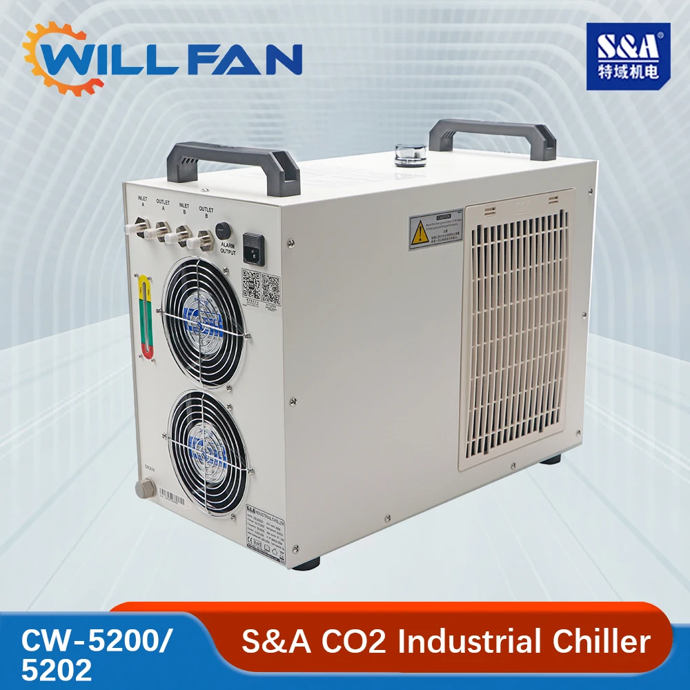 Will Fan  S&A CW5000 CW5200 Industry Water Chiller For Co2 Laser Cut Engraving Machine Cooling 100w 150w Laser Tube CNC Spindle