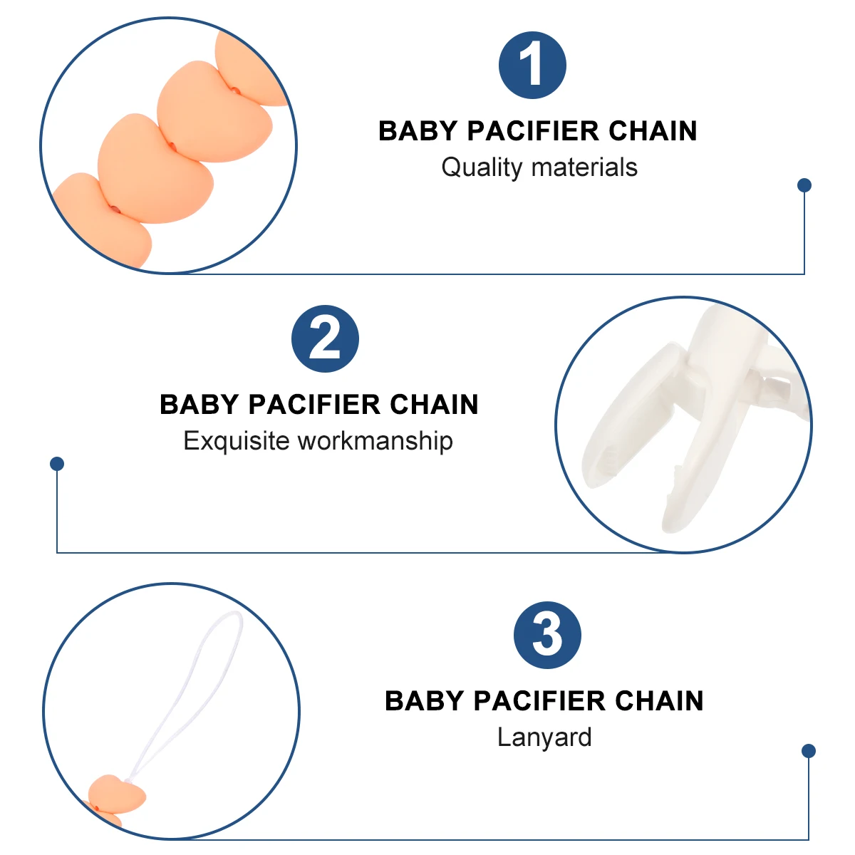 

2pcs Pacifier Clip Universal -Preventing Chain Premium For Newborn Silica Gel Plastic Durable Safe Light Compact