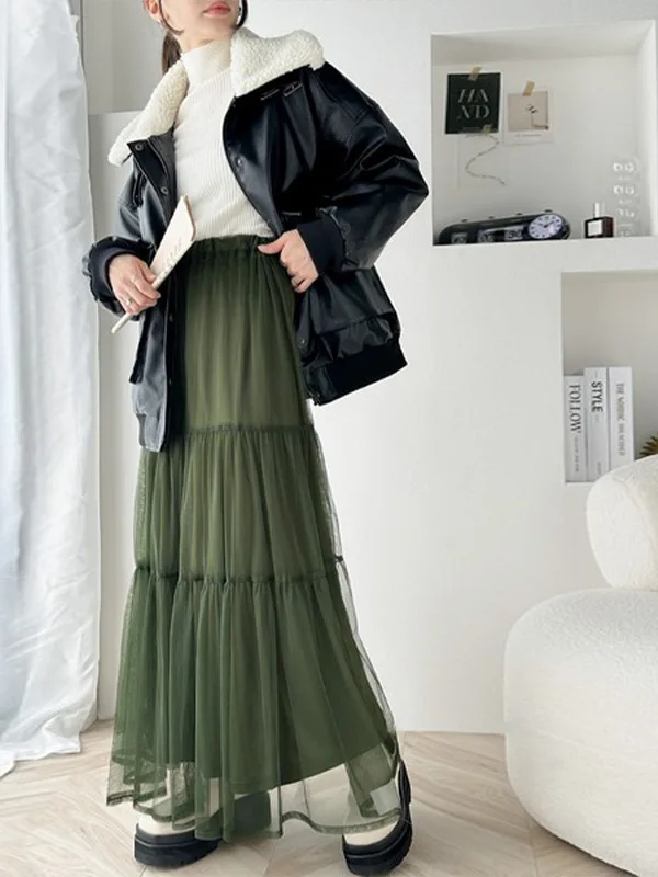 High Waist Me f Rock Damen Sli A-Linie Midirock Lässiger Gazerock Ele Dra Aosphere Rock