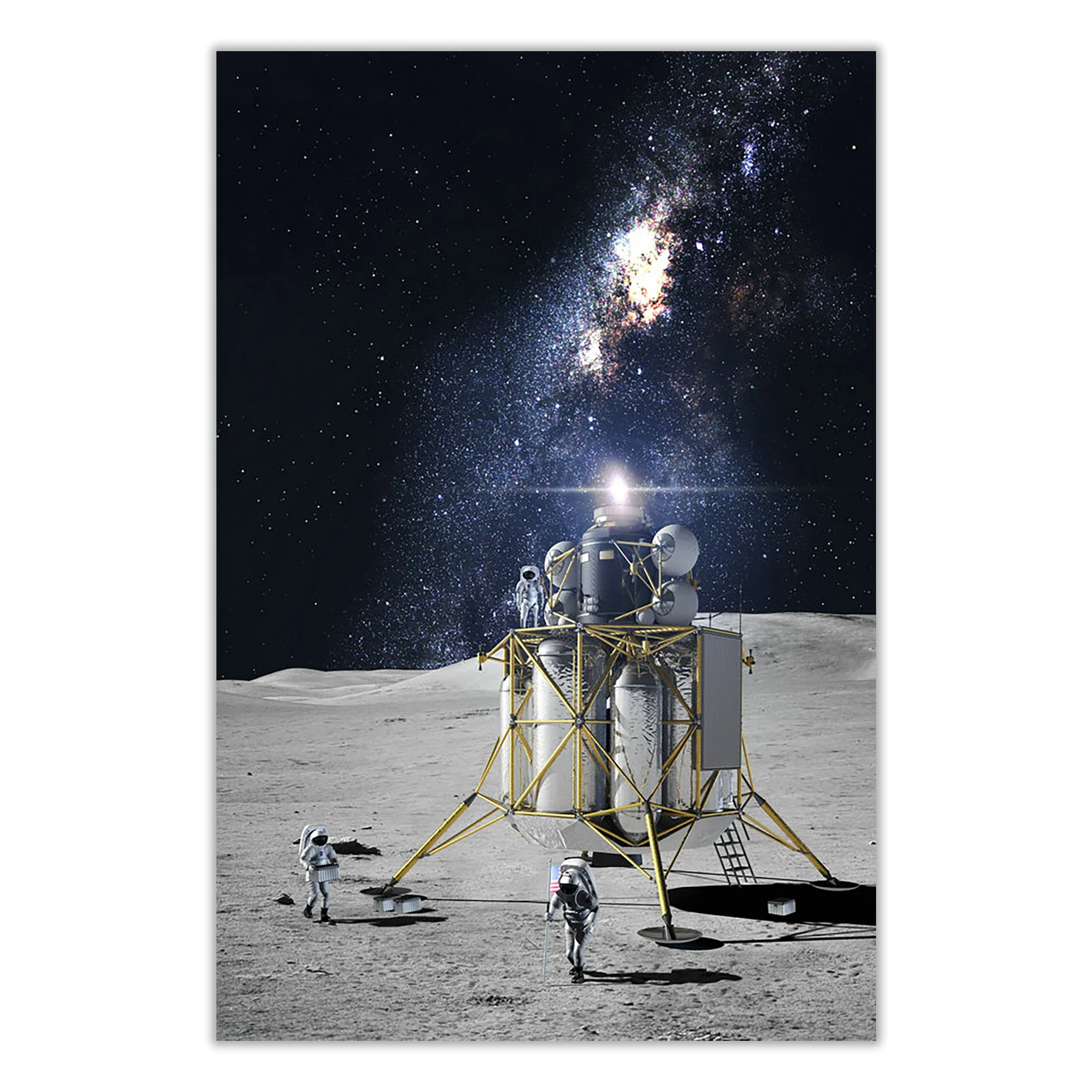 HT041 Spectacular Universe Earth And Moon Space Station Astronaut Silk Fabric Poster Art Decor Indoor Painting Gift