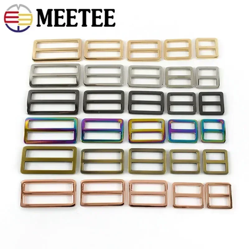 10/20Pcs 20-50mm Metal Buckles for Bag Strap Slider Tri Glide Adjuster Clasp Webbing Backpack Hooks Loops DIY Accessories