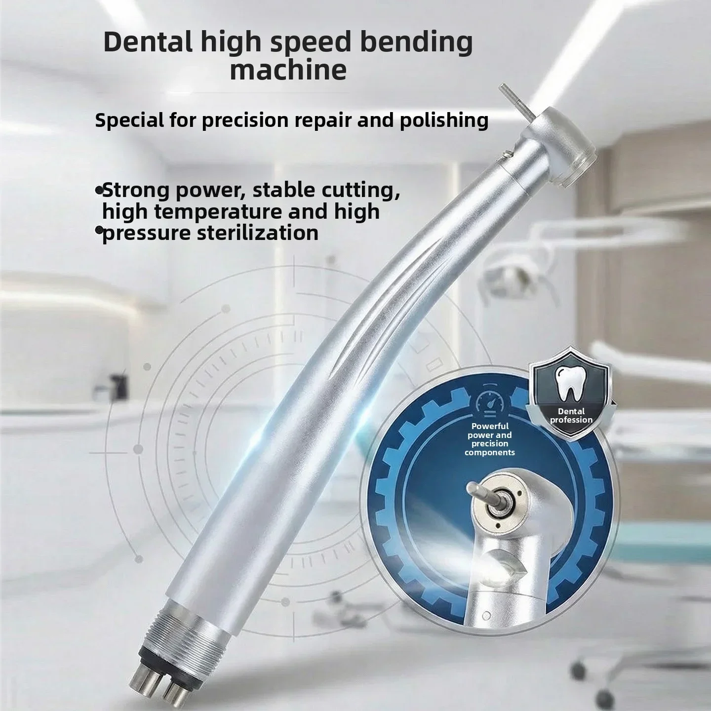 LED-Dentalhandstück mit Hochgeschwindigkeits-Druckknopf, 3-fach Wasserspray, Licht, Keramiklager, Zahnmedizinische Spitzen, Luftturbinen-Stifte mit hoher Drehzahl
