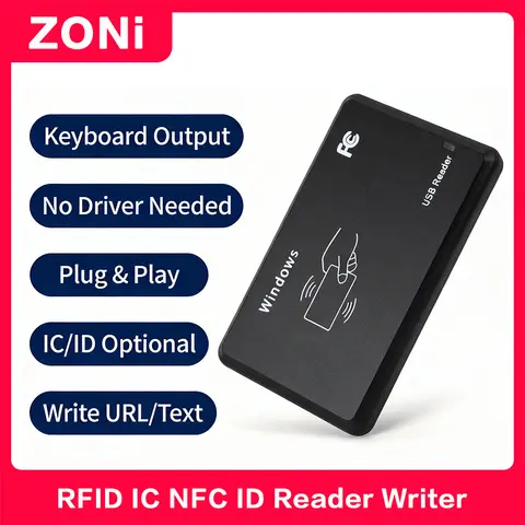 RFID IC/ID Desktop USB Reader-Writer IC Reader 14443A ID Reader 125KHz NFC Writer No Driver  RFID Smart Card Encoder Driver-free