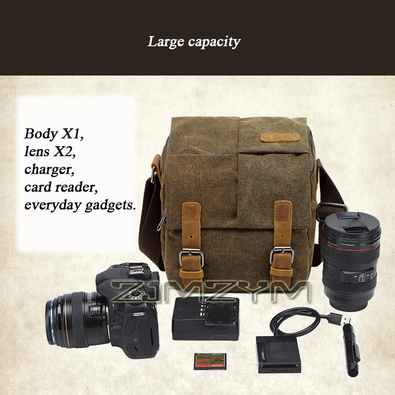 Multifunctional SLR Camera Bag Multilayered Hard-wearing One Shoulder Photography Canvas Bag All-match SLR Digital Bag