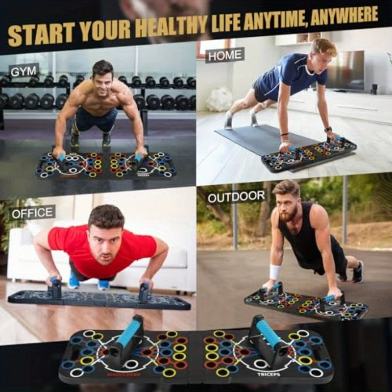 All-in-One Push Up Board for Men & Women, 56 Adjustable Angles, Foldable Home Fitness Equipment with Exercise Guide