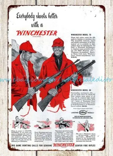 1953 Winchester Firearm gun rifle Hunting metal tin sign living room wall