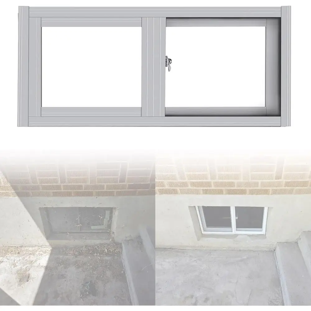 30x12in, 30x15in, 31x16in Sliding Basement and House Windows with SN30 Alloy Frame, White Bathroom Shed