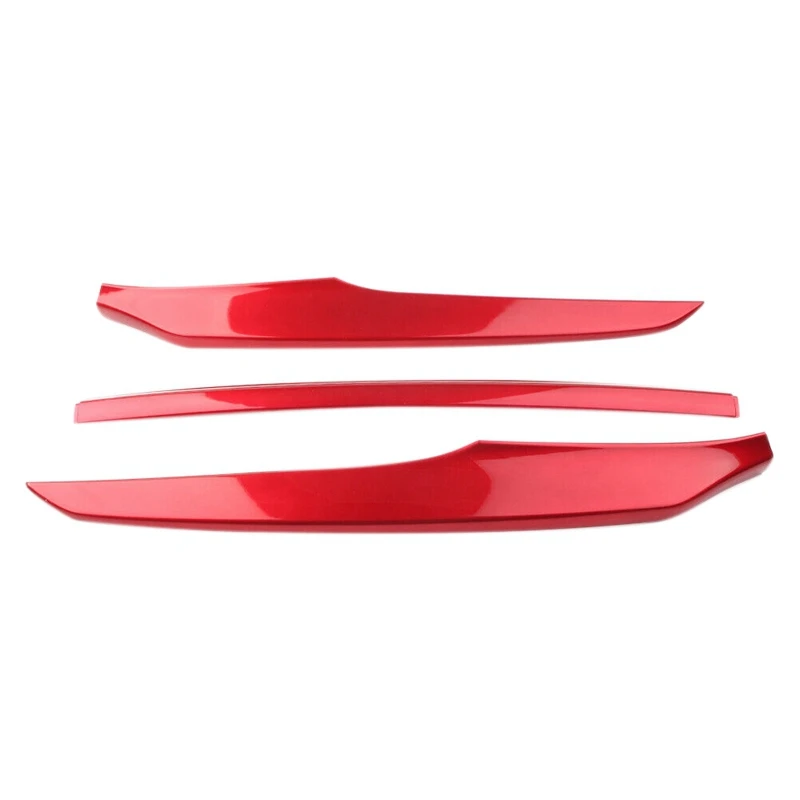 3PCS Red ABS Front Bumper  Lip Cover Center Grille Moulding Trim Sticker Front for Honda Accord 2018 2019 2020 Car Accessories